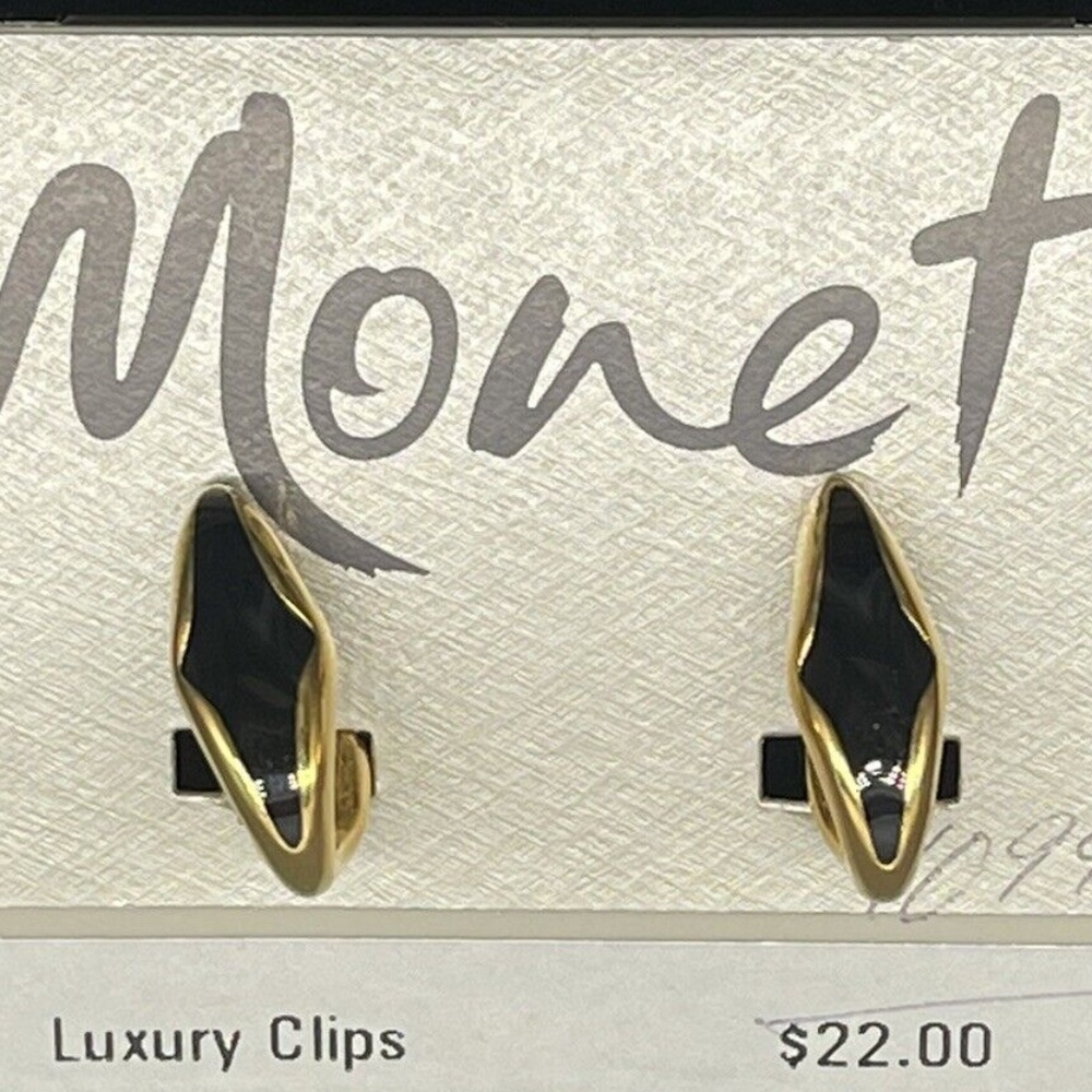 Luxury Monet Clip Hoop Earrings, Signed